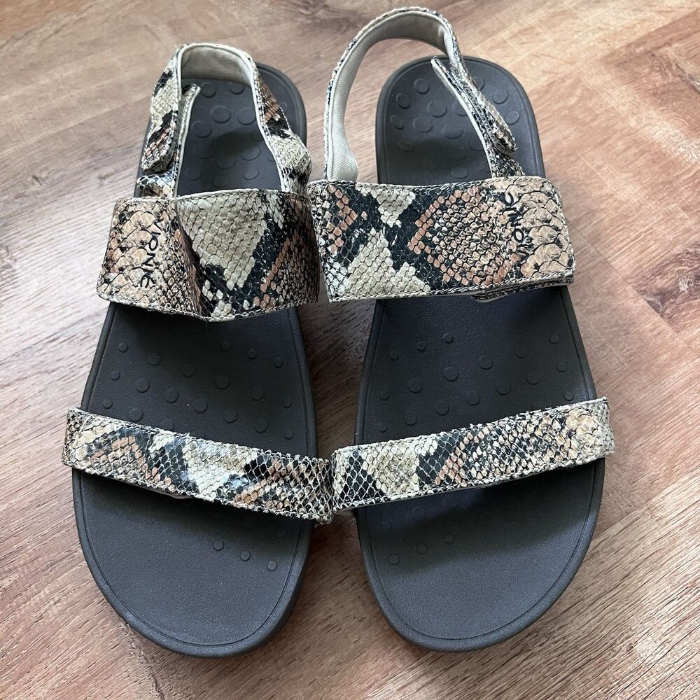 Vionic Orthoheel Snake Skin BOLINA‎ Open Toe Slide Platform Sandal Womens Sz 11
